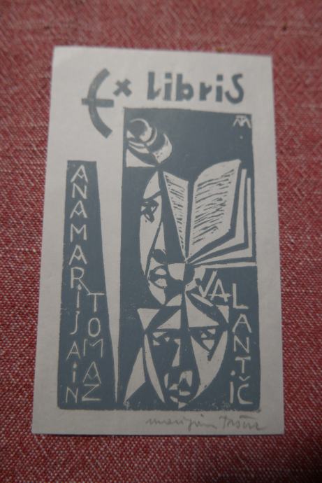 Tršar Marjan, exlibris z njegovim podpisom,7x12 cm