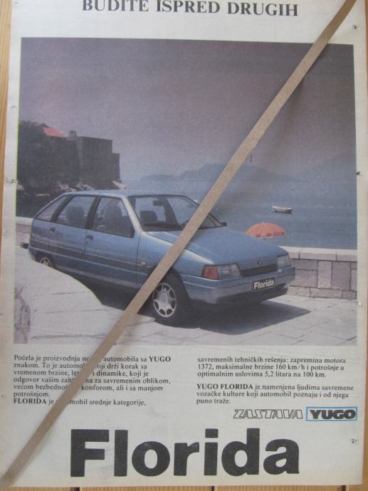 YUGO FLORIDA- reklame iz časopisa iz 80-tih