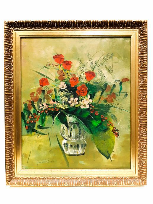 (2671) Umetniška slika Silvester JAVERŠEK "Cvetje tihožitje"