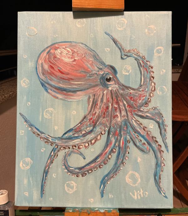 prodam sliko hobotnice olje na platno