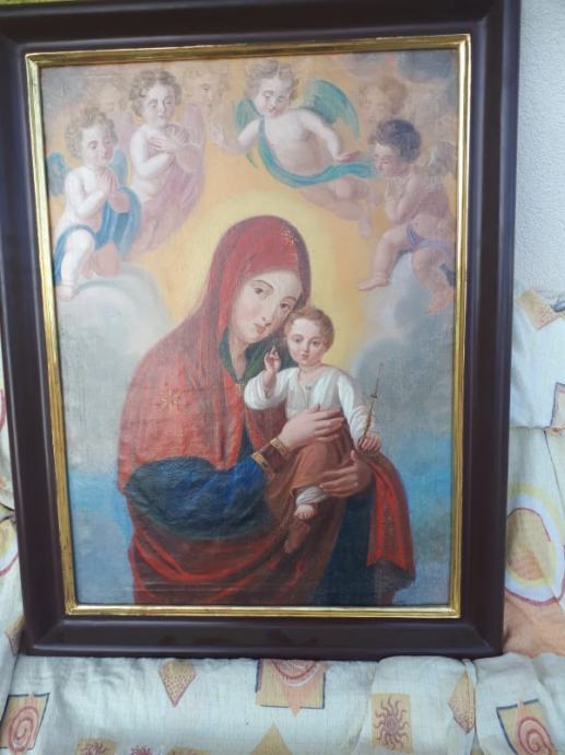 Slika Marije z Jezusom olje na platnu 19.stol.