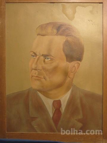 Slika olje na kartonu Josip Broz Tito 50 X70 cm