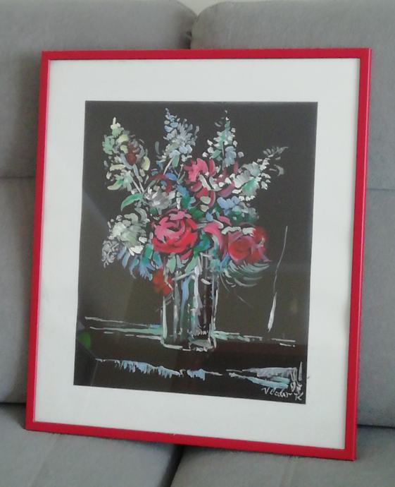 Slika z okvirjem (Risba) - Roža