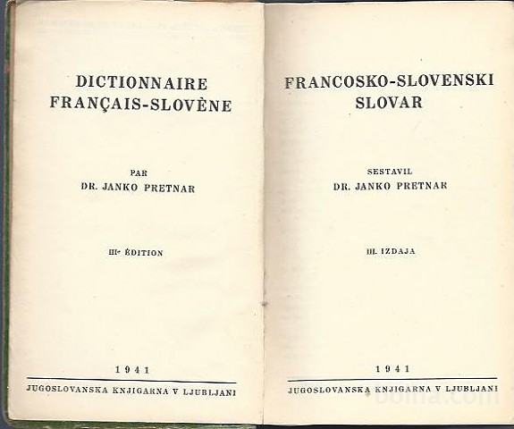 Francosko-slovenski slovar / sestavil Janko Pretnar