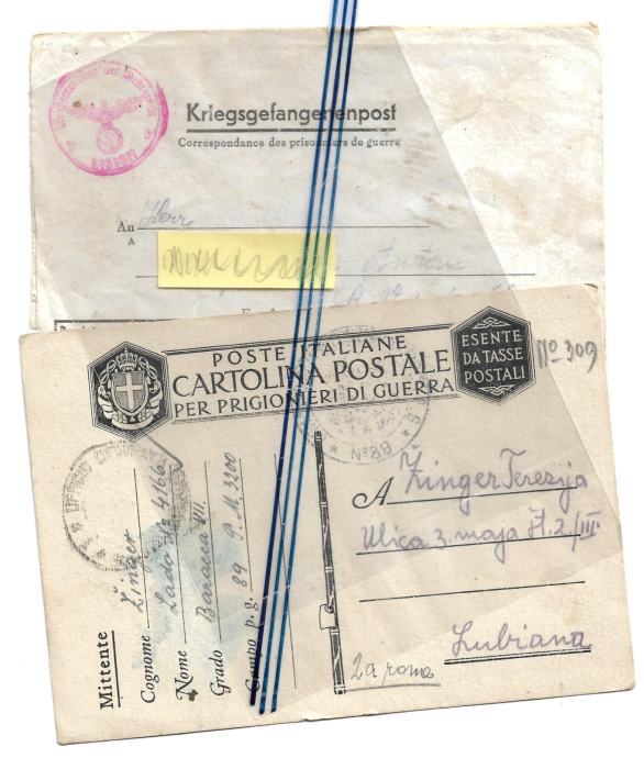 DOPISNICI IZ VOJAŠKIH UJETNIŠKIH TABORIŠČ - NEMČIJA, ITALIJA, 1942