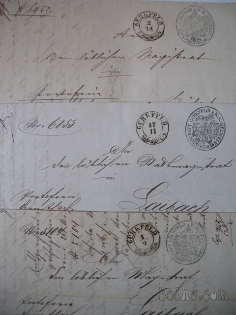 Krško-tri pisma, leto 1869
