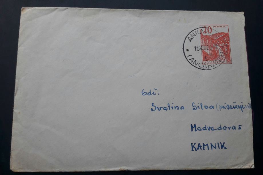 Pismo Celina Jugoslavija Jablanica žig Ankaran 1960