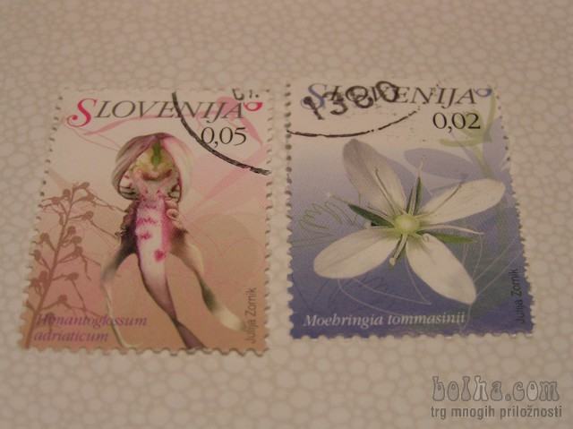 Slovenija - 2 znamki iz serije ,cvetje,