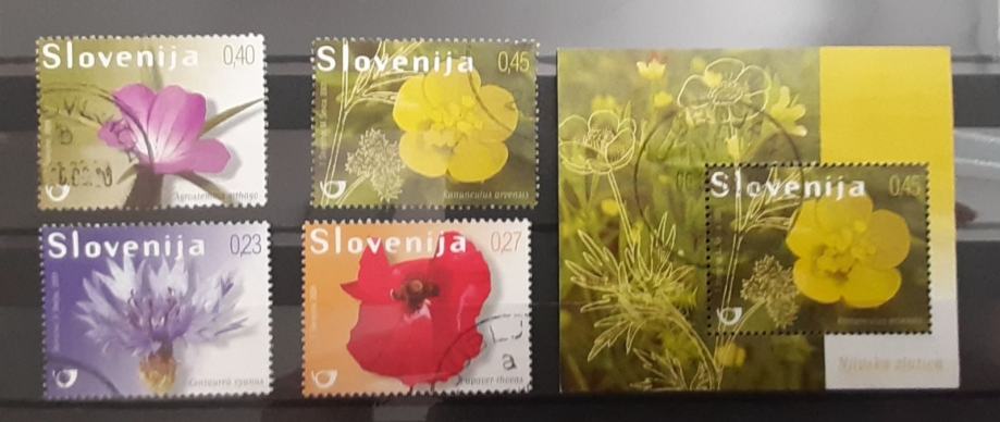 Slovenija 2009 Flora rastline žigosane znamke + blok komplet