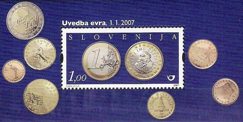 Slovenija 626 blok 31 denar kovanci uvedba euro nežigosan ** (max)
