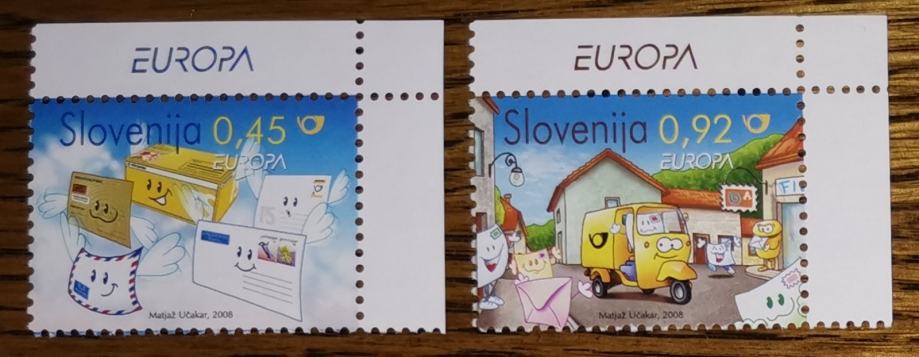 Slovenija 682 - 683 EUROPA CEPT pismo pošta zgoraj desno ** (max)