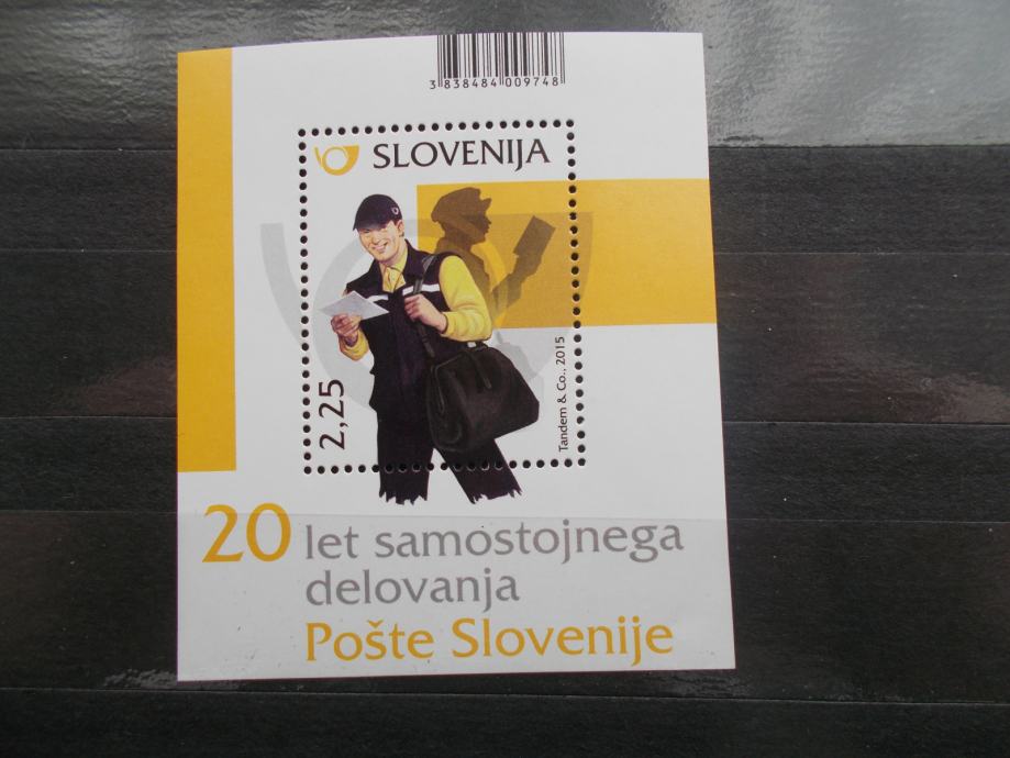 Slovenija- Obletnice  delovanja pošte Slo 2015 Blok št.80
