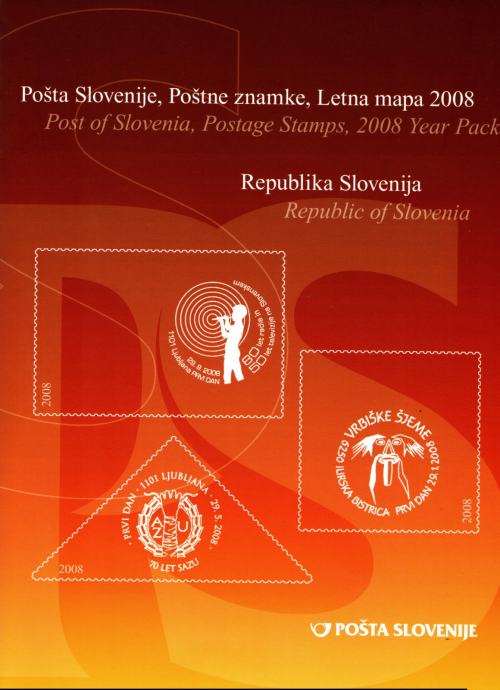 Znamke Slovenija 2008 - letna mapa 31 priložnostnih in 2 redni znamki