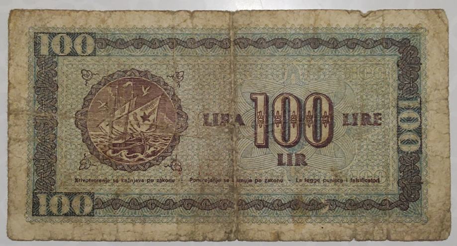 100 Lir, Gospodarska banka za Istro, Reko in Slovensko Primorje,1945