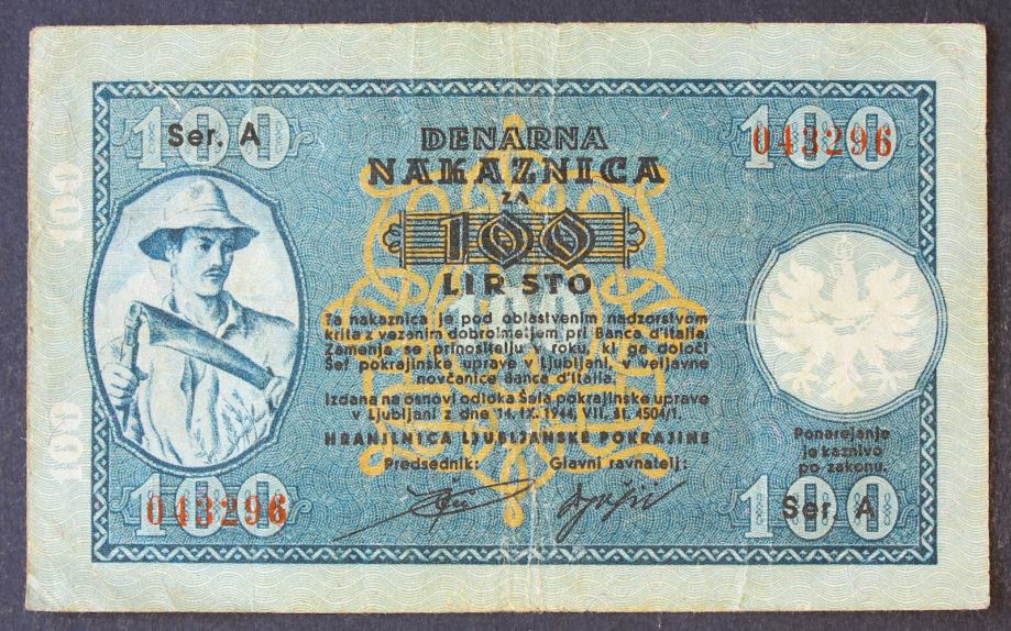 Rupnikove lire 100 Lir 1944 - serija A