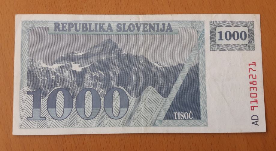 SLOVENIJA 1000 tolarjev 1991 serija AD