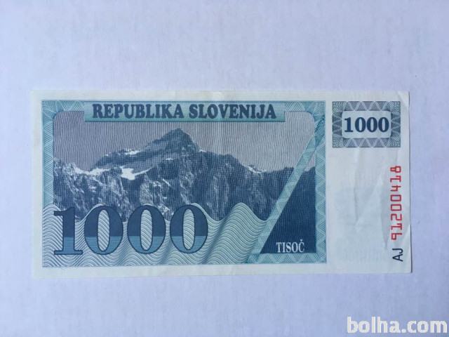 SLOVENIJA 1000 TOLARJEV SIT 1991 XF