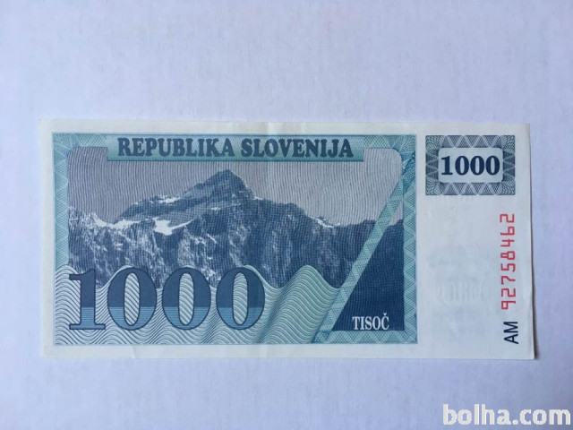 SLOVENIJA 1000 TOLARJEV SIT 1992 XF