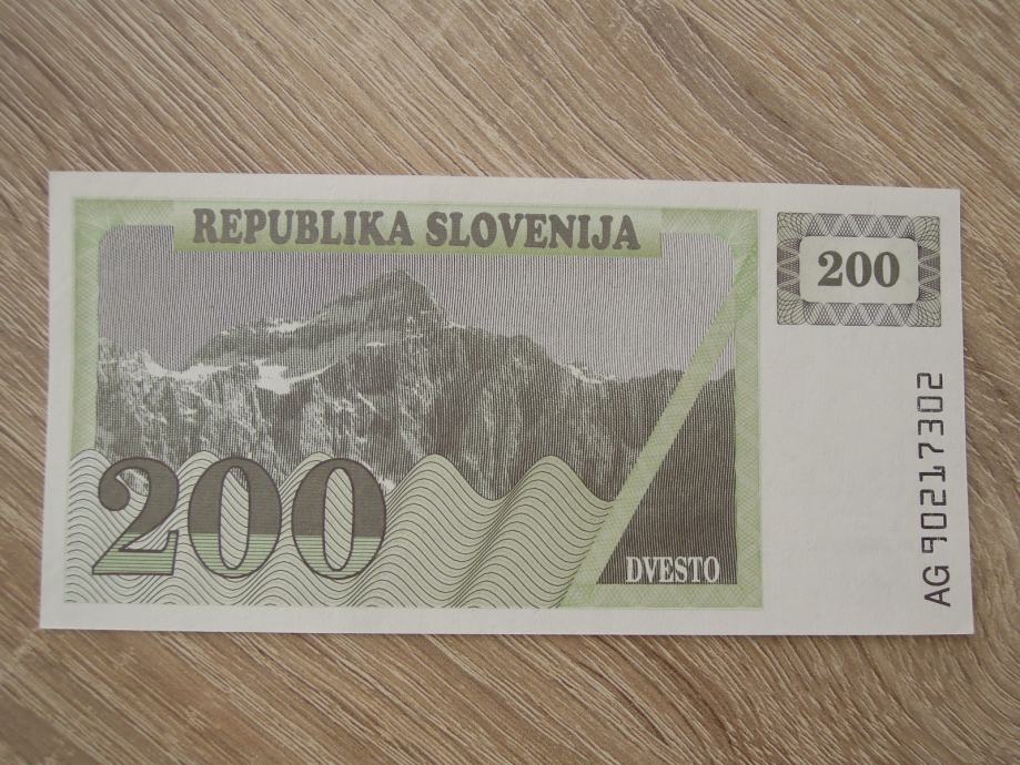 Slovenija 200 enota 1990 serije AG UNC- redek.