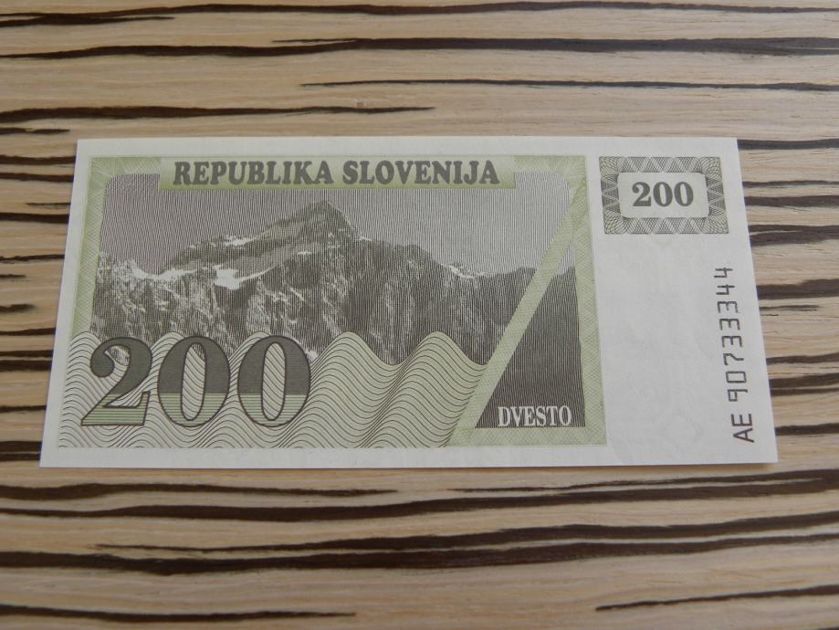 Slovenija bon 200 tolarjev 1990 UNC