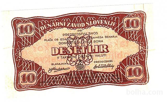 SNOS, 10 LIR, propagandni bankovec (kopija)