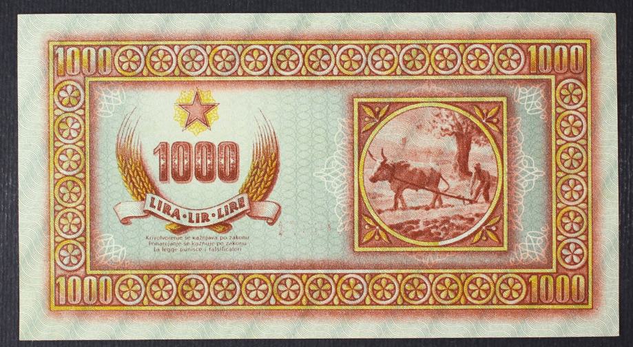 Svobodno tržaško ozemlje STO 1000 lir 1945 - AX - UNC