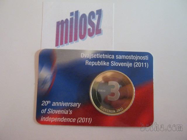 3 EURO kartica 20 letnica samostojnosti Republike Slovenije