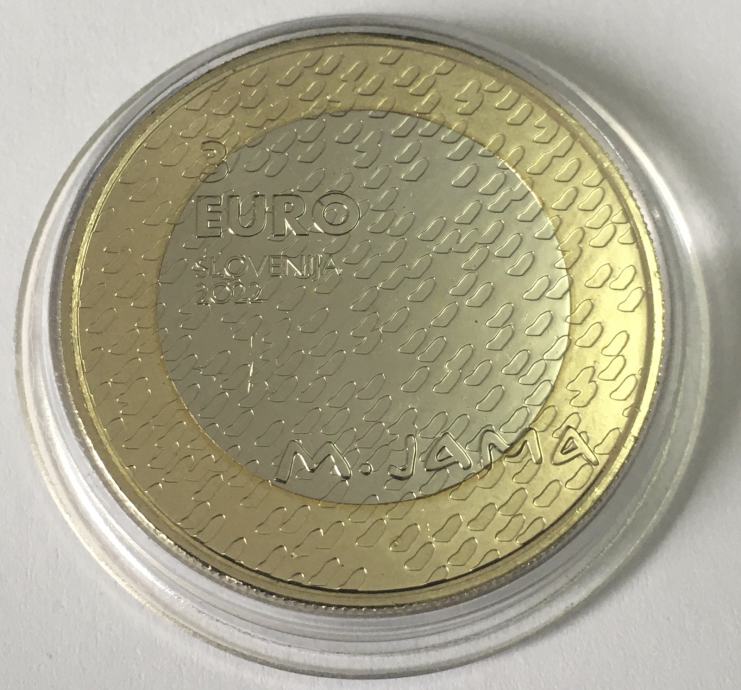 3 evrski kovanec 2022, Matija Jama, Slovenija (3 eur, 3 euro, 3 €)