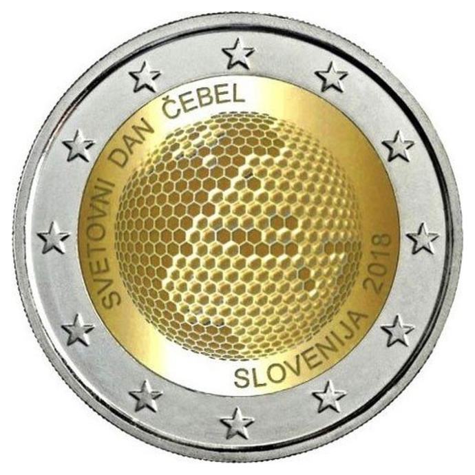 Kovanec 2 Evra, Eura, EUR, €, Dan čebel, čebela, Slovenija, Slovenia