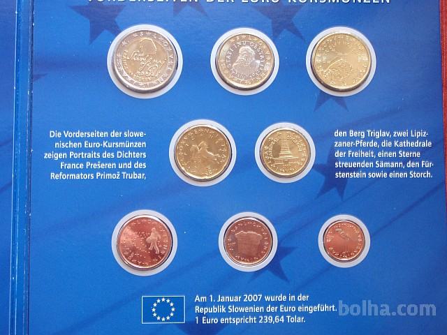 set slovenskih evro kovancev + znamke prodam