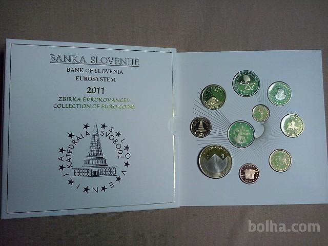 Slovenski set evrskih kovancev 2011 Proof (poliranci)