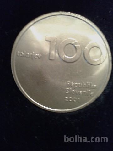 Dva spominska kovanca 100 tolarjev Samostojna Slovenja 1991 2001