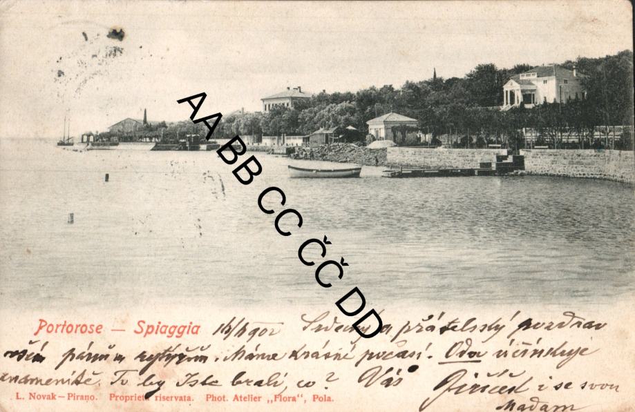 Portorož, Portorose, Spiaggia, 1902, L. Novak Pirano, Istra