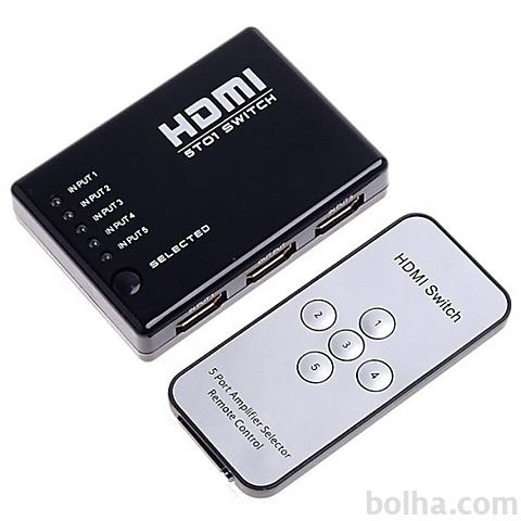 HDMI preklopnik 5x1 5 vhodov in 1 izhod z IR ...
