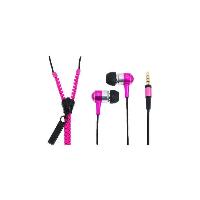 LogiLink slušalke Zipper za v uho, z mikrofonom, roza