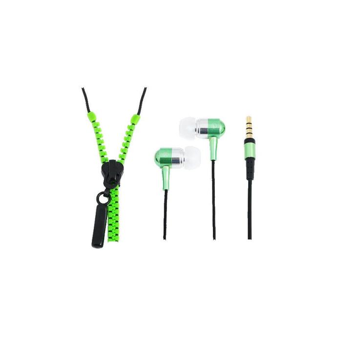 LogiLink slušalke Zipper za v uho, z mikrofonom, zelene