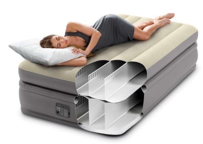 Intex Prime Comfort Elevated Lit Gonflable 2 Places – 203 X 152 X 51 Cm – Gonflage Électrique Intégré – Beige