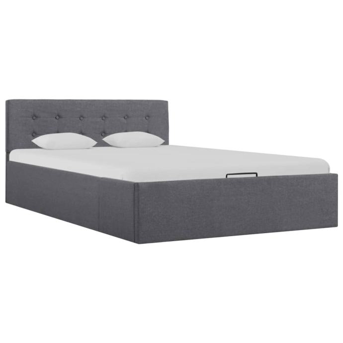 Dvižni posteljni okvir temno sivo blago 120x200 cm