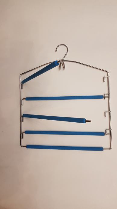 NOVO: prodam nov modro protizdrsno obložen obešalnik za hlače