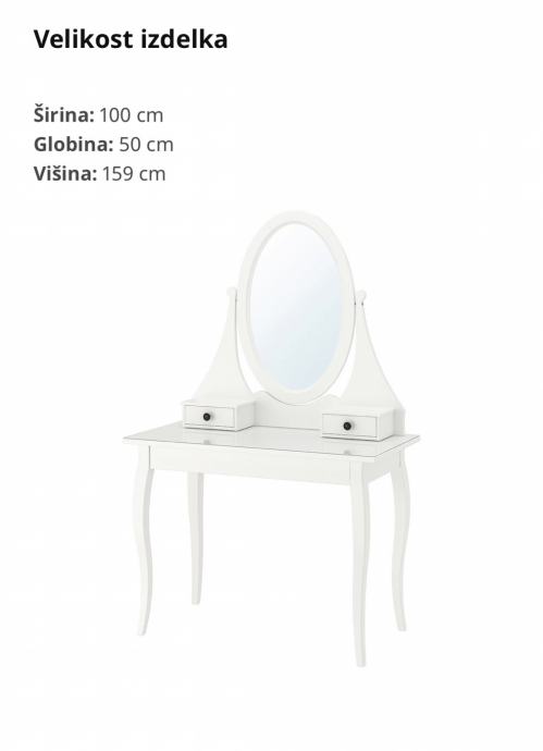 Toaletna miza z ogledalom
