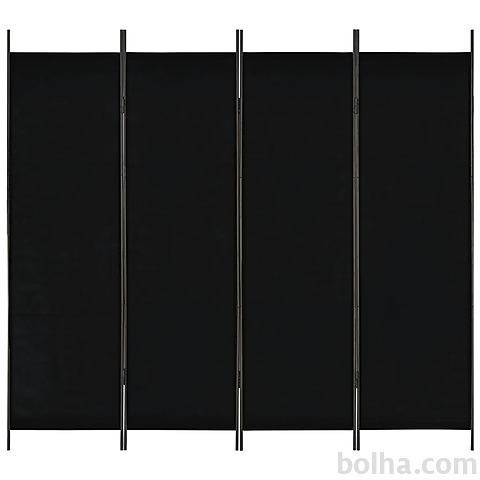 vidaXL Paravan 4-delni črn 200x180 cm