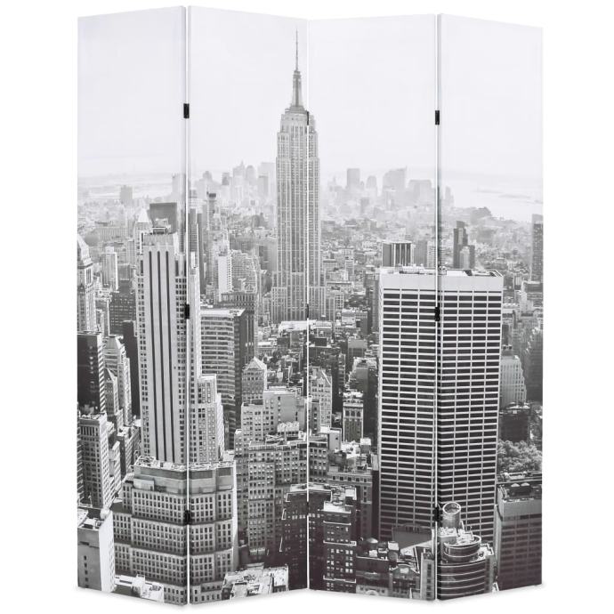 Zložljiv paravan 160x180 cm New York podnevi črne in bele barve