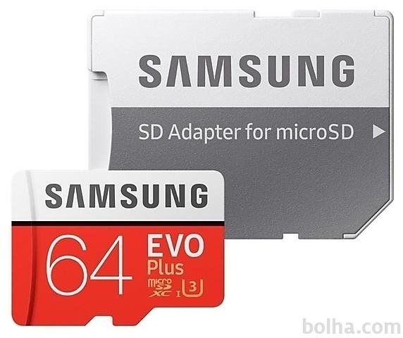 SAMSUNG EVO+ microSDXC 64GB (MB-MC64GA/EU) spominska kartica z SD...