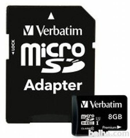 Verbatim microSDHC 8 GB C10 (44081) spominska kartica z SD adapterjem