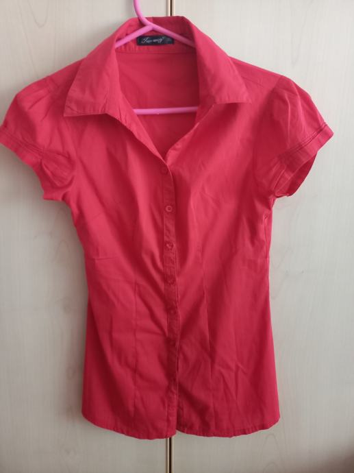 Rdeča ženska srajca s kratkimi rokavi, XS