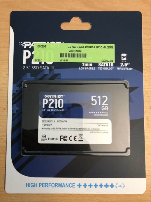 SSD 512GB SATA Patriot P210 - NOV!