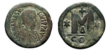Bizantinski kovanec Anastasius I., 5. / 6.st