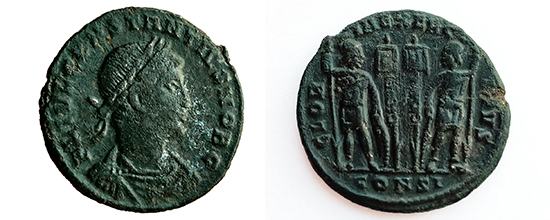 Rimski kovanec Constantine II., 4.st