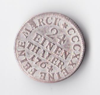 Srebrna kovanca Nemčija-Saxony 1/24 thaler 1763 in 1764, ohranjena VF+