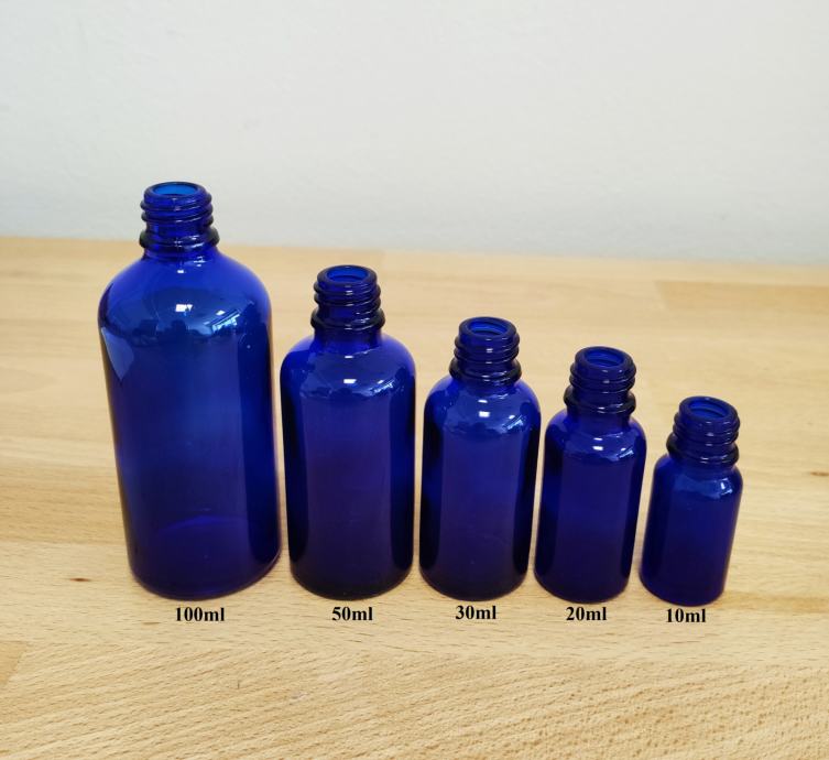 Steklenička za kapljevine modre 10,20,30,50,100ml